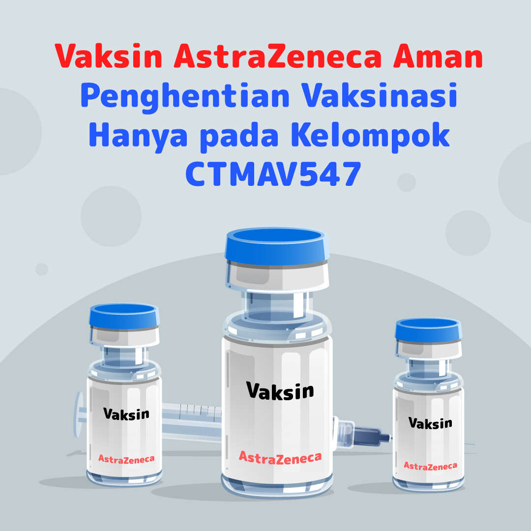 Vaksin AstraZeneca Aman, Penghentian Vaksinasi Hanya pada Kelompok CTMAV547*